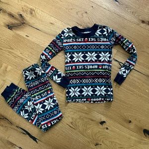 Hannah Andersson Holiday Print Long John Pajamas